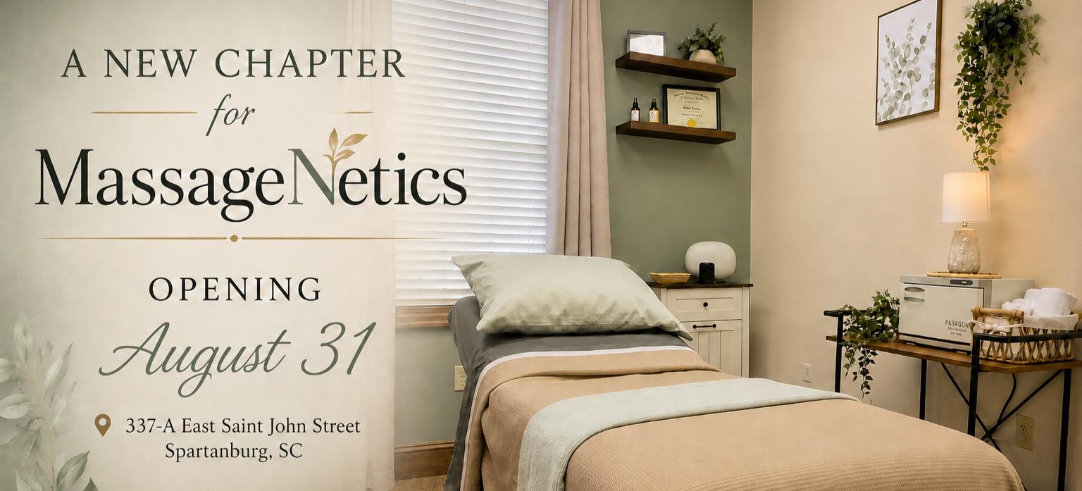 MassageNetics Opens August 31 in Spartanburg